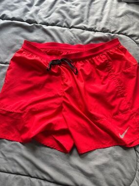 Nike Lined Red Running Shorts with Black Drawstring